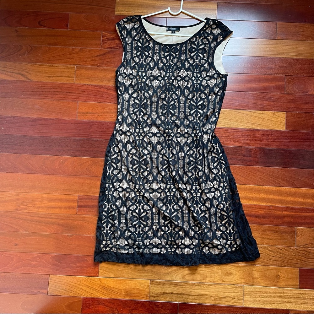 Dressbarn Black and Beige Lace Dress